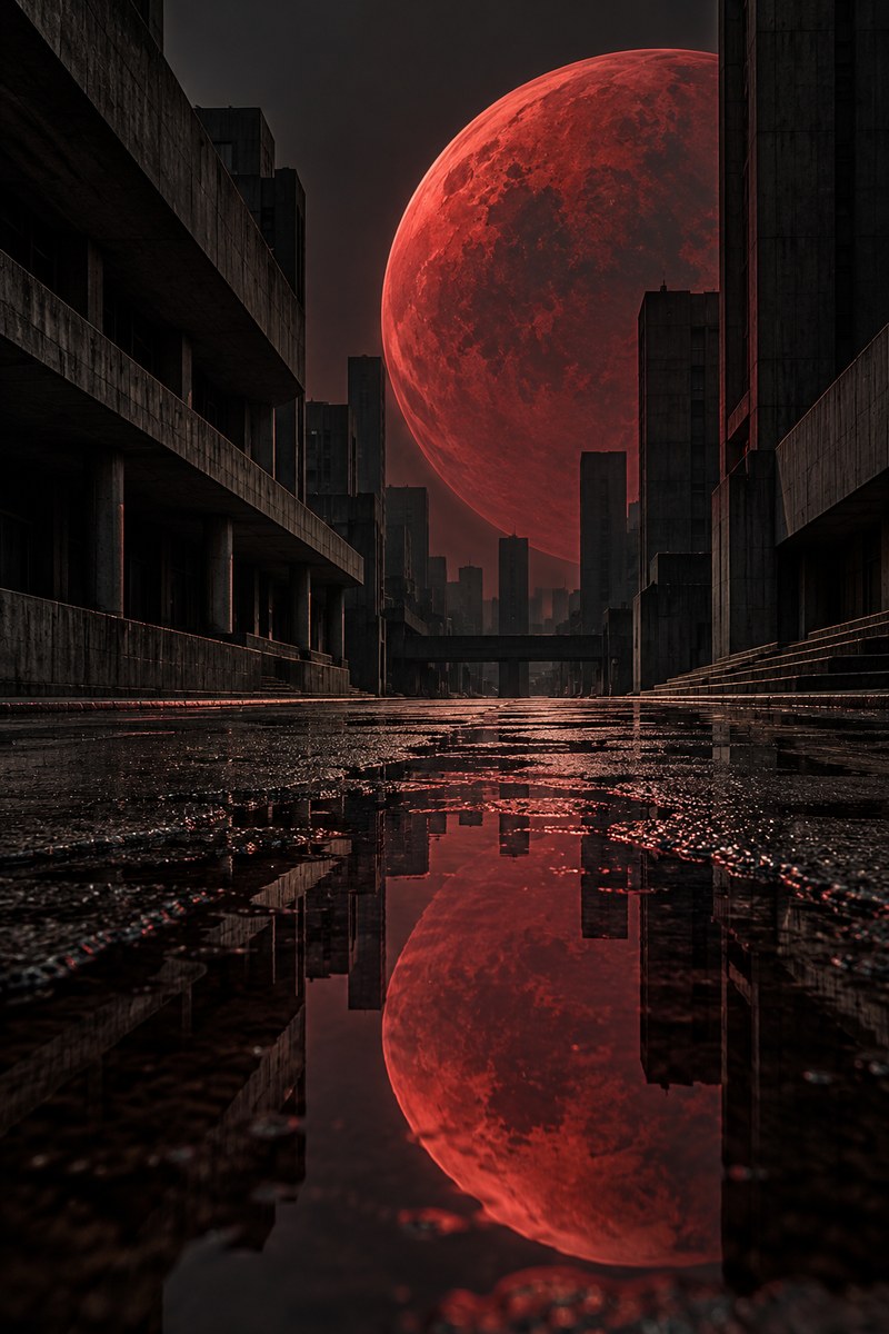 Red Planet, Wet City — premium canvas artwork by Frame Archive