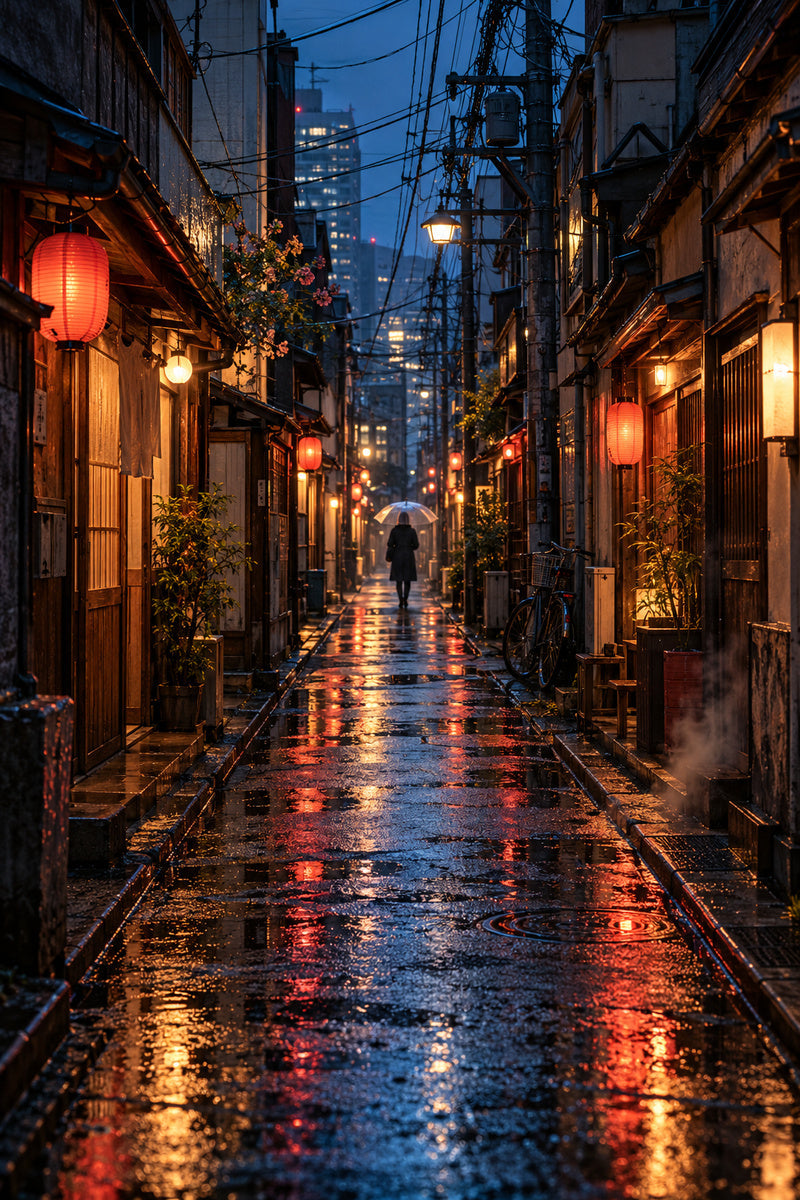 Lantern After Rain — premium canvas artwork by Frame Archive