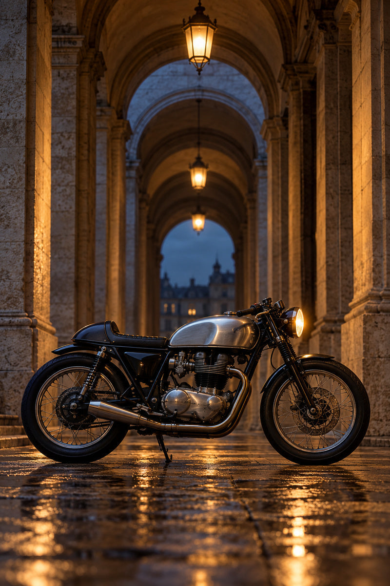 Café Racer Nocturne — premium canvas artwork by Frame Archive